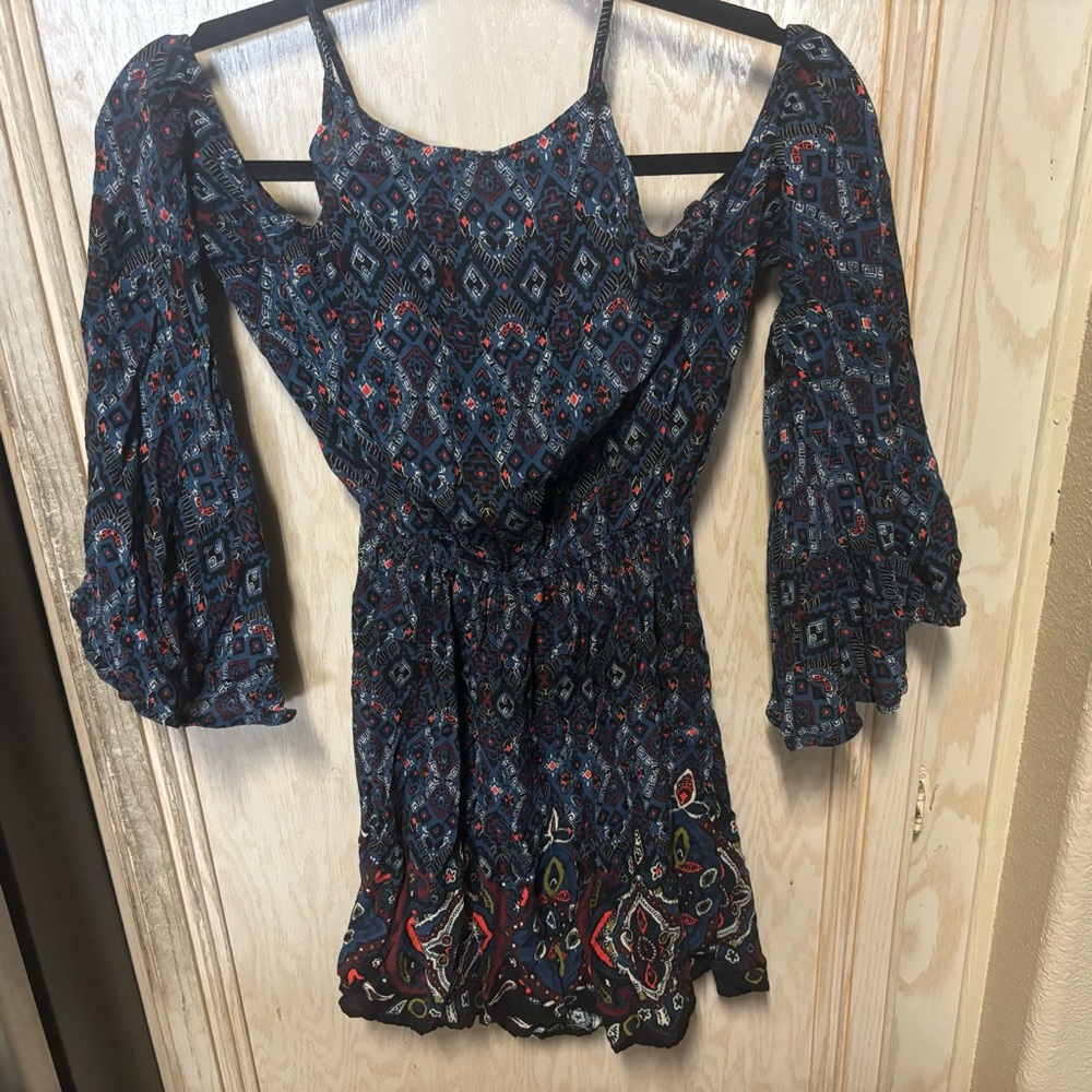 Abercrombie & Fitch Aztec Print Long Flare Sleeve Dress Sz S